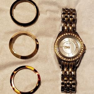 Relic two tone bracelet watch with 4 bezels